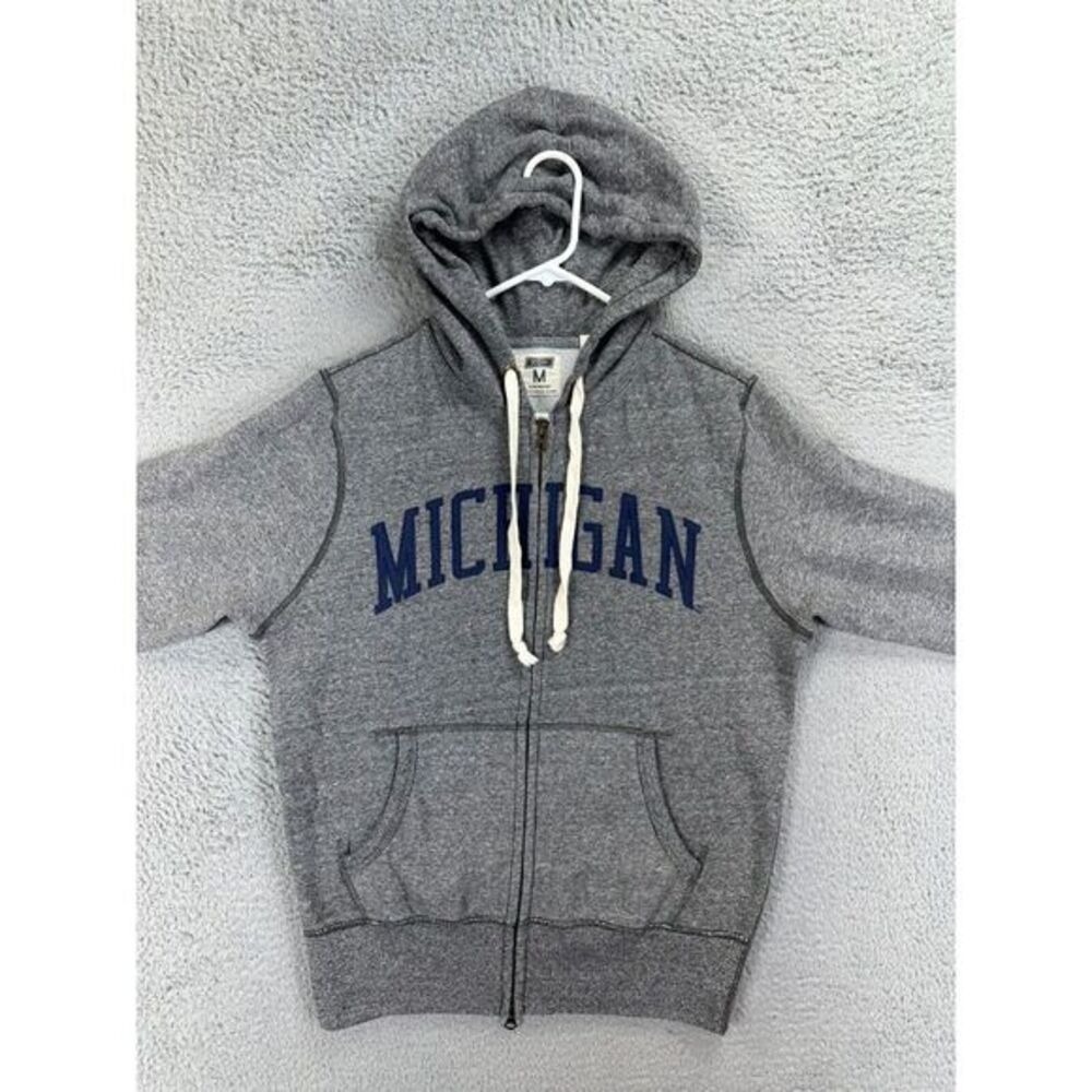 Tailgate Sweater Men Medium Grey Michigan Wolverine Fleece Lined Hoodie Full Zip